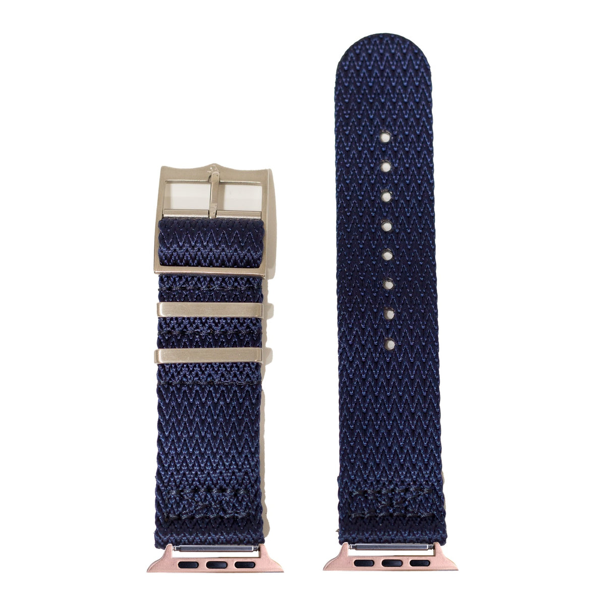 [Apple Watch] Sharktooth Militex - Navy Blue with Rose Gold Apple Watch connecters