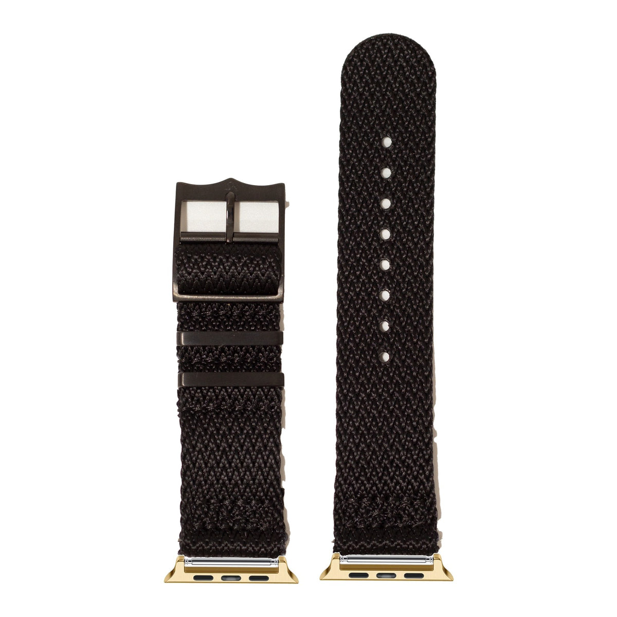 [Apple Watch] Sharktooth Militex - Stealth Black [Black Hardware] with Gold Apple Watch connecters