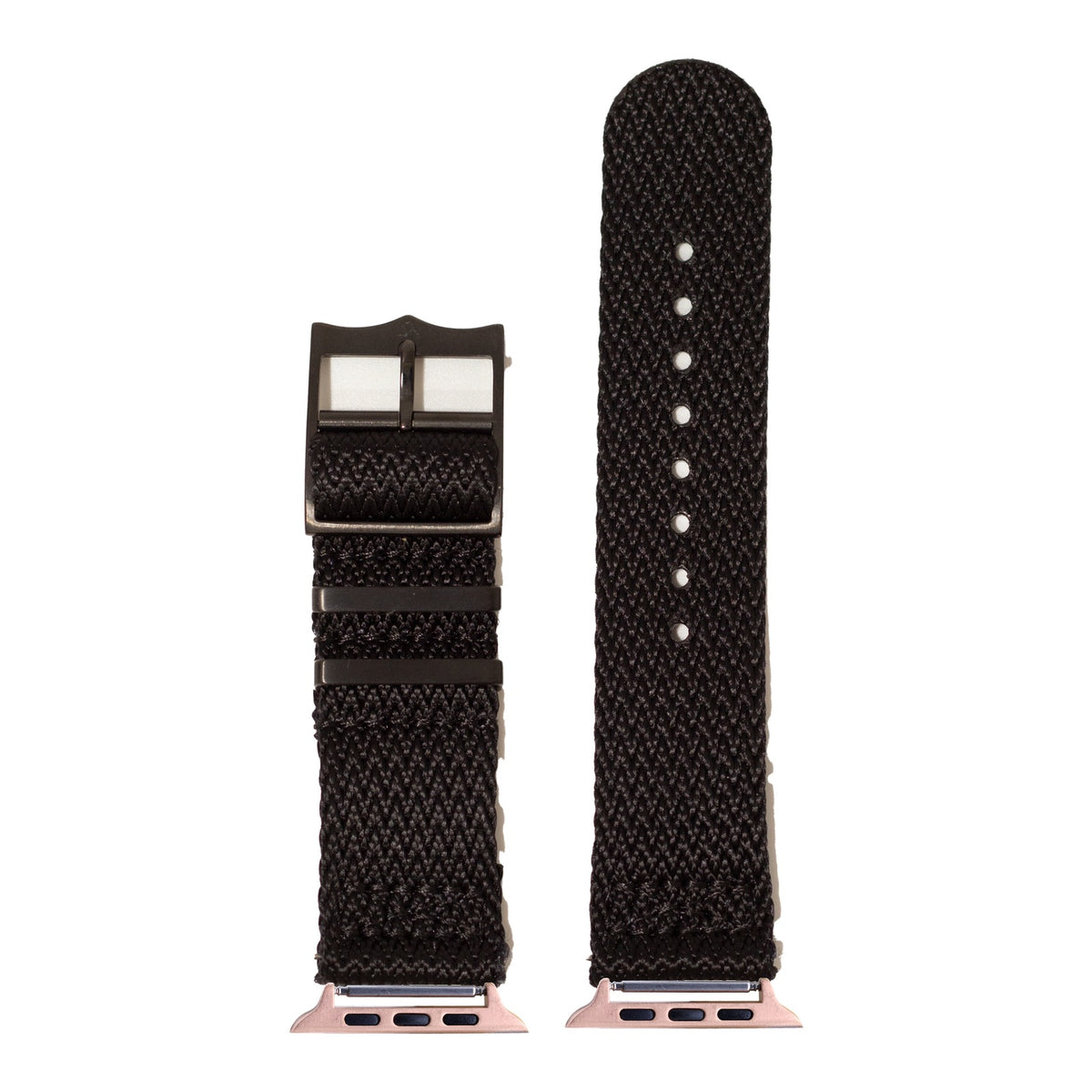[Apple Watch] Sharktooth Militex - Stealth Black [Black Hardware] with Rose Gold Apple Watch connecters