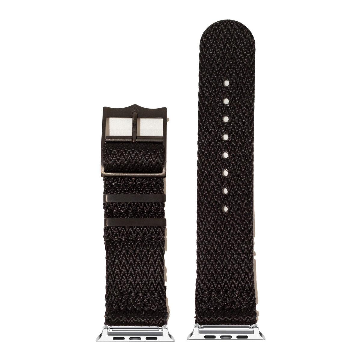 [Apple Watch] Sharktooth Militex - Stealth Black [Black Hardware] with Silver Apple Watch connecters