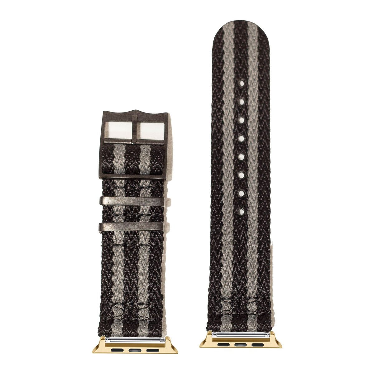 [Apple Watch] Sharktooth Militex - Stealth Bond (Black/Grey) [Black Hardware] with Gold Apple Watch connecters