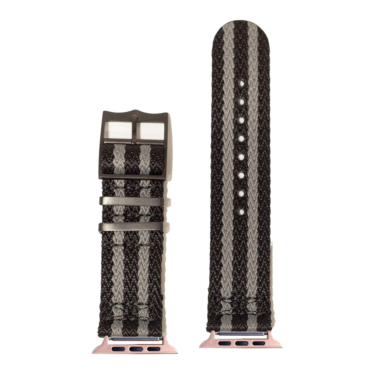 [Apple Watch] Sharktooth Militex - Stealth Bond (Black/Grey) [Black Hardware] with Rose Gold Apple Watch connecters