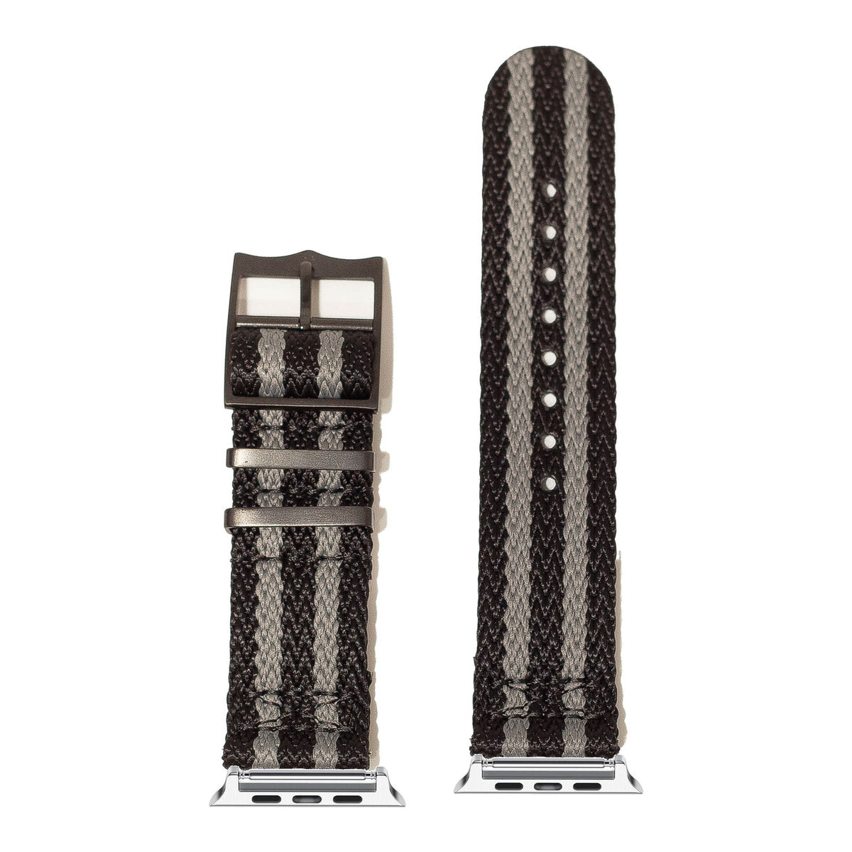 [Apple Watch] Sharktooth Militex - Stealth Bond (Black/Grey) [Black Hardware] with Silver Apple Watch connecters