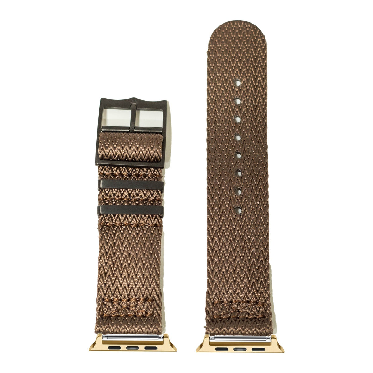 [Apple Watch] Sharktooth Militex - Stealth Brown [Black Hardware] with Gold Apple Watch connecters