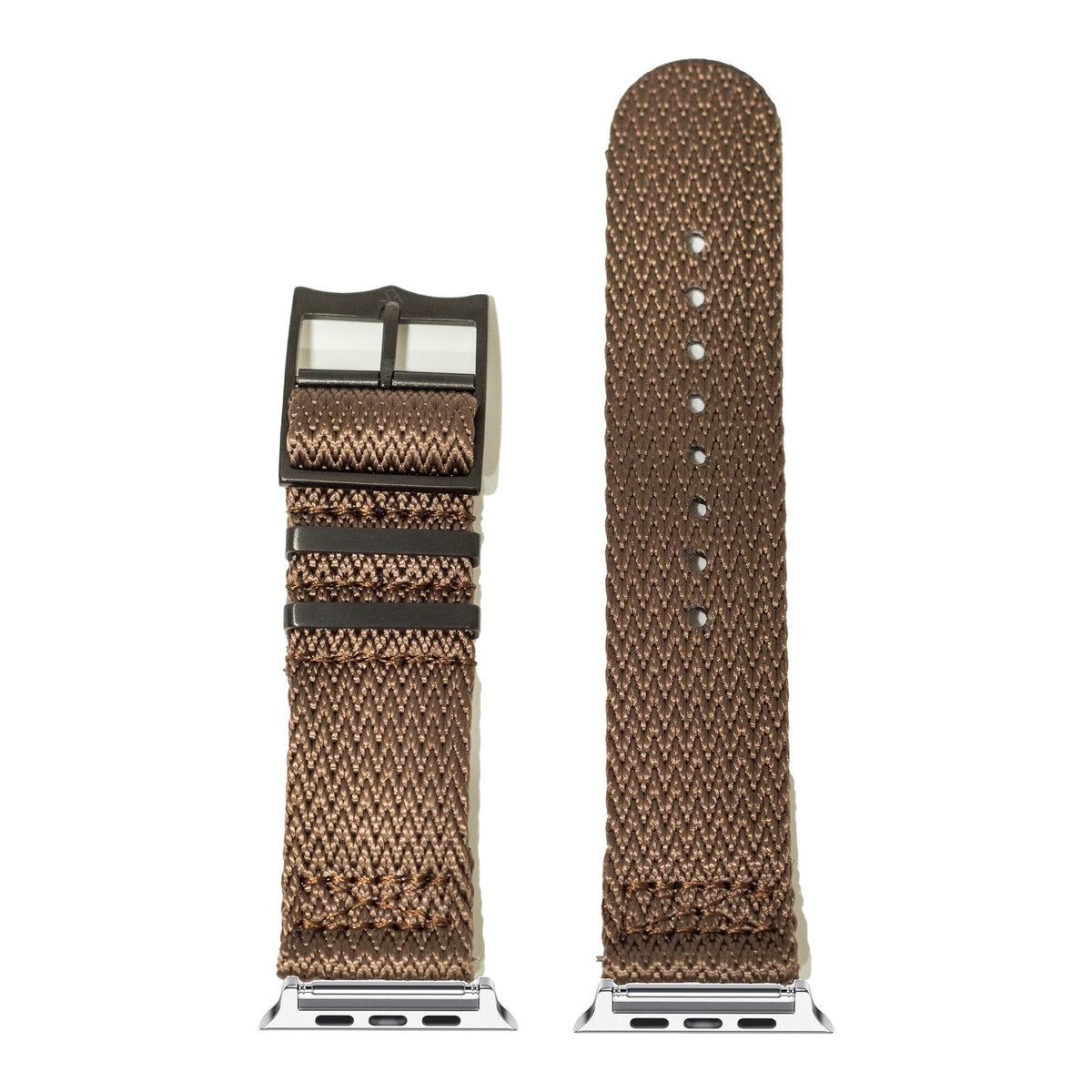 [Apple Watch] Sharktooth Militex - Stealth Brown [Black Hardware] with Silver Apple Watch connecters