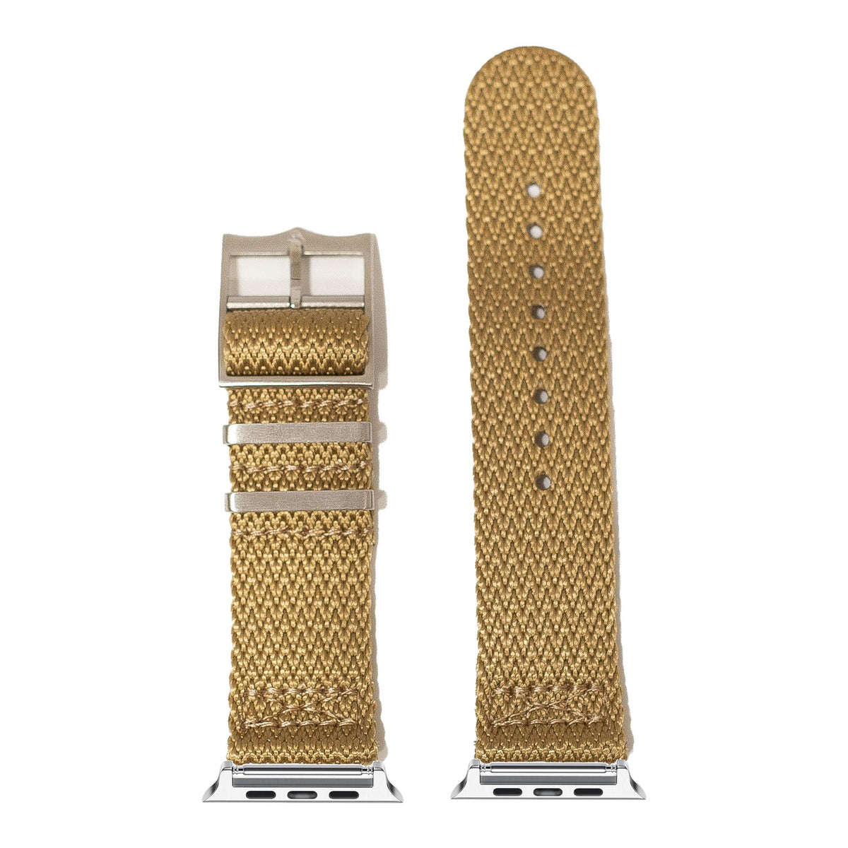 [Apple Watch] Sharktooth Militex - Wheat with Silver Apple Watch connecters