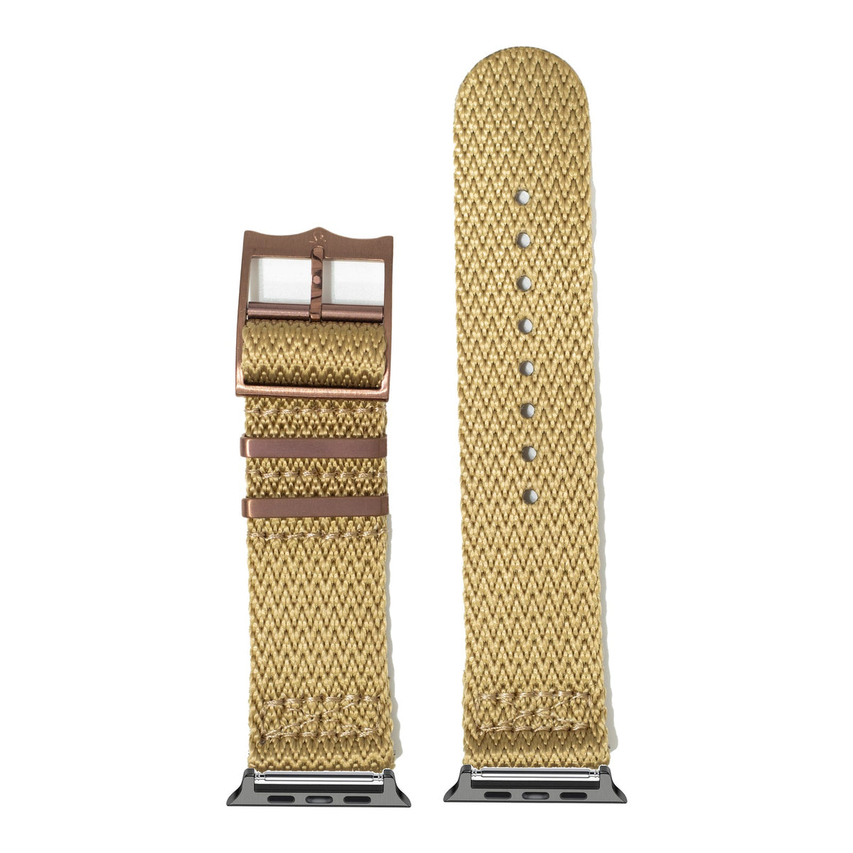 [Apple Watch] Sharktooth Militex - Wheat [Bronze Coloured Hardware] with Black Apple Watch connecters