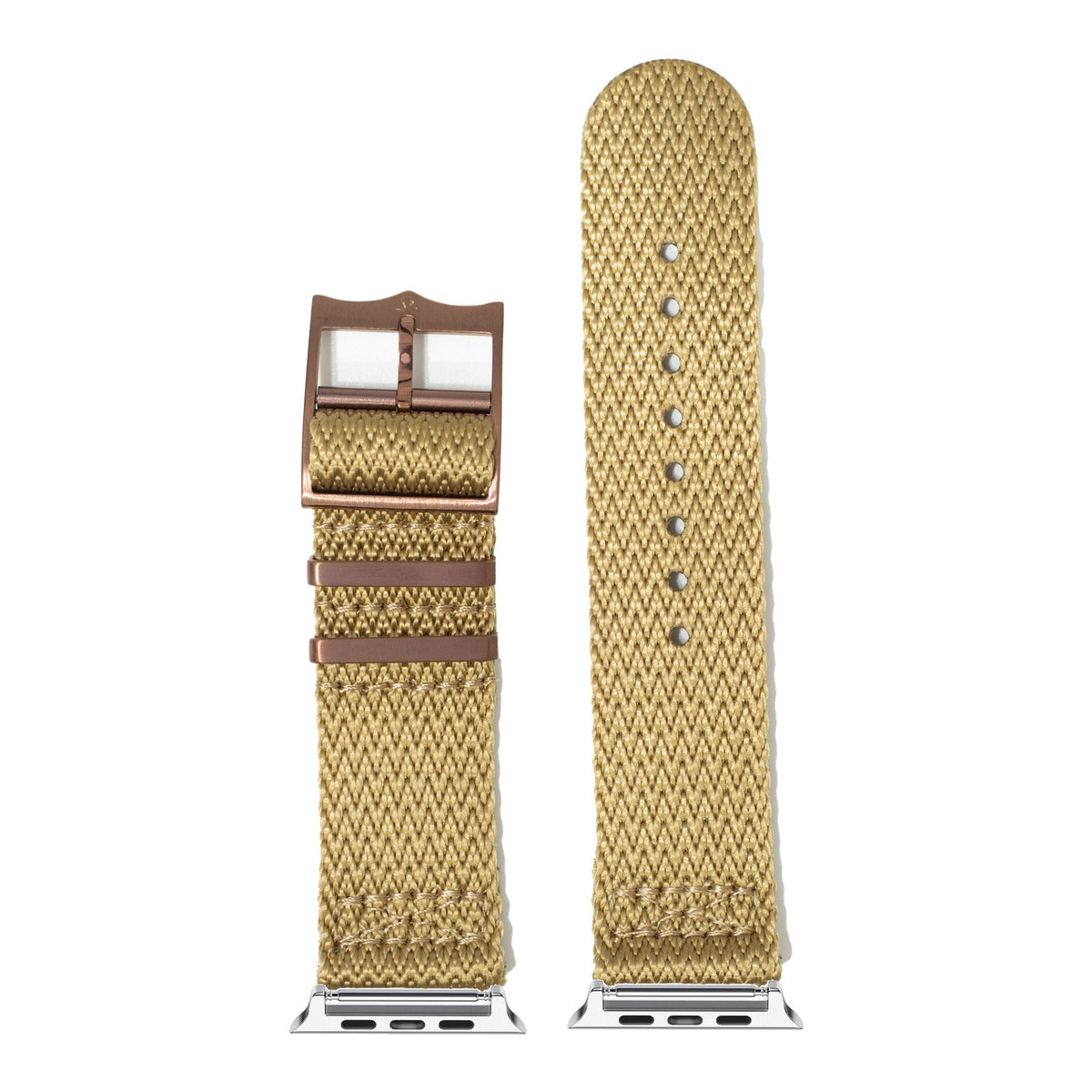 [Apple Watch] Sharktooth Militex - Wheat [Bronze Coloured Hardware] with Silver Apple Watch connecters