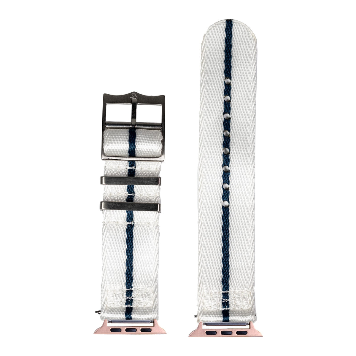 [Apple Watch] Supreme Militex - White / Blue with Rose Gold Apple Watch connecters