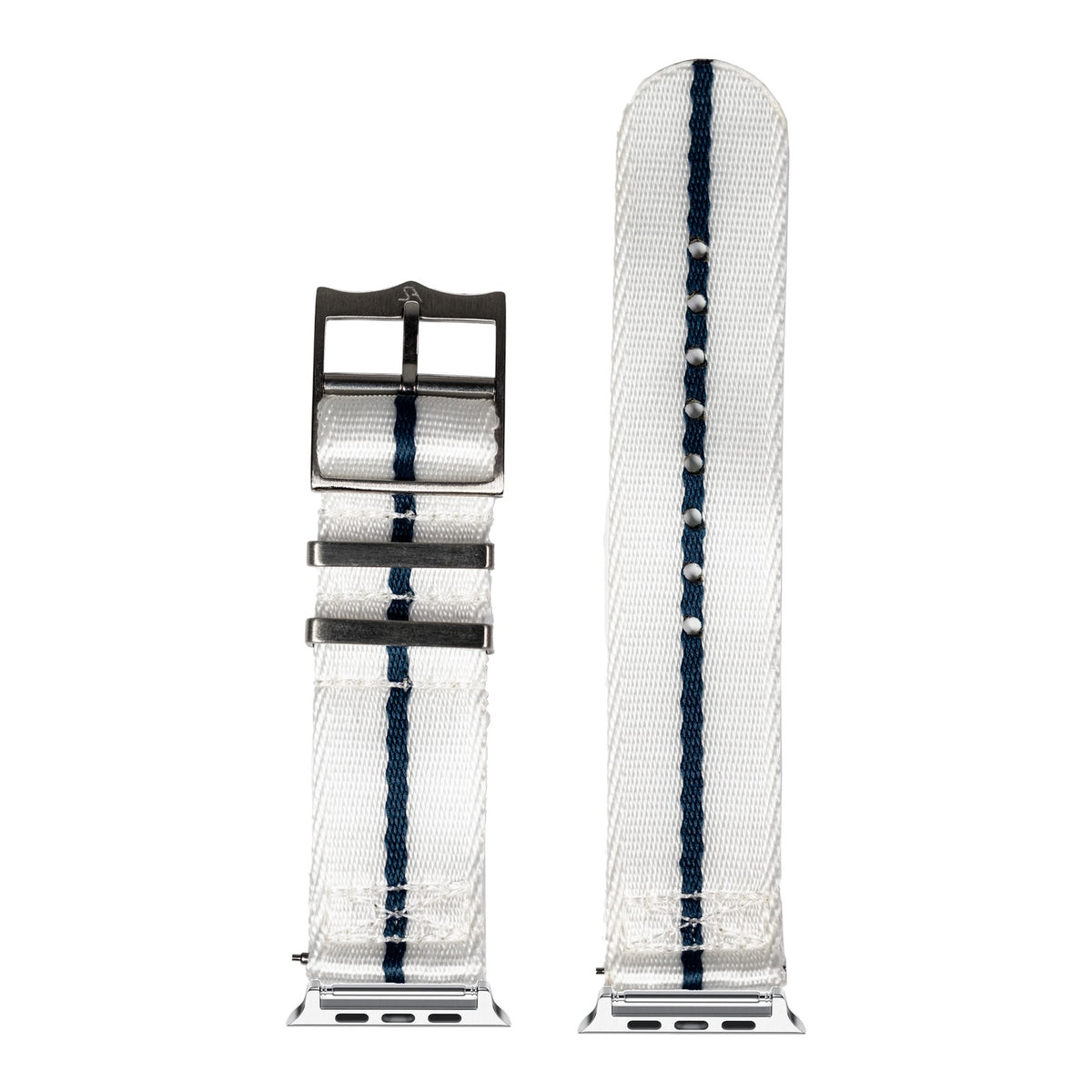 [Apple Watch] Supreme Militex - White / Blue with Silver Apple Watch connecters