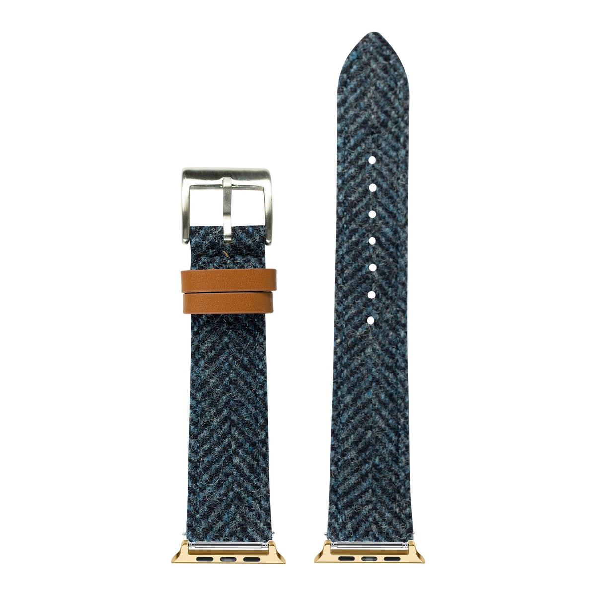 [Apple Watch] Harris Tweed® Herringbone - Blue with Gold Apple Watch connecters
