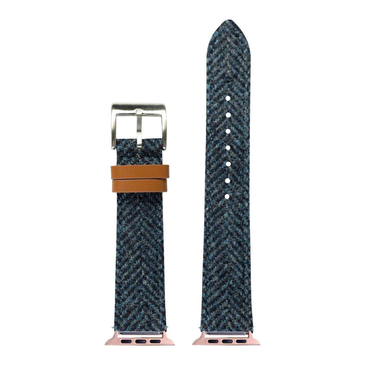 [Apple Watch] Harris Tweed® Herringbone - Blue with Rose Gold Apple Watch connecters