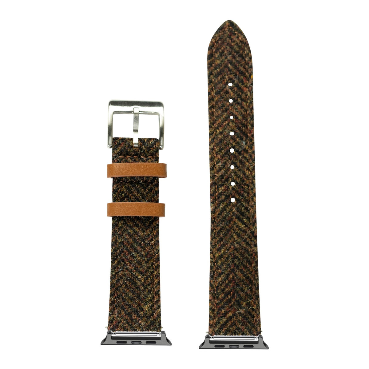 [Apple Watch] Harris Tweed® Herringbone - Brown with Black Apple Watch connecters