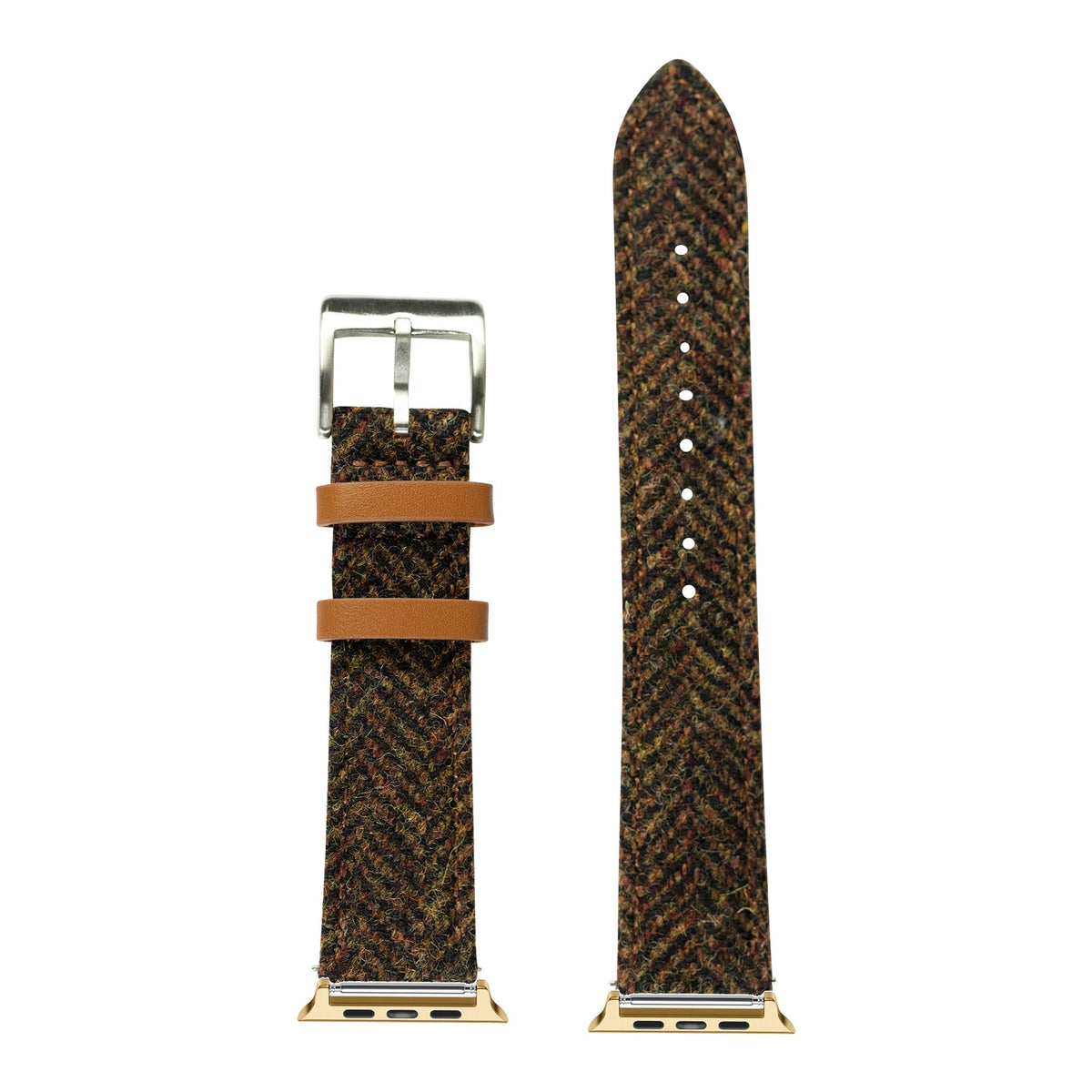 [Apple Watch] Harris Tweed® Herringbone - Brown with Gold Apple Watch connecters