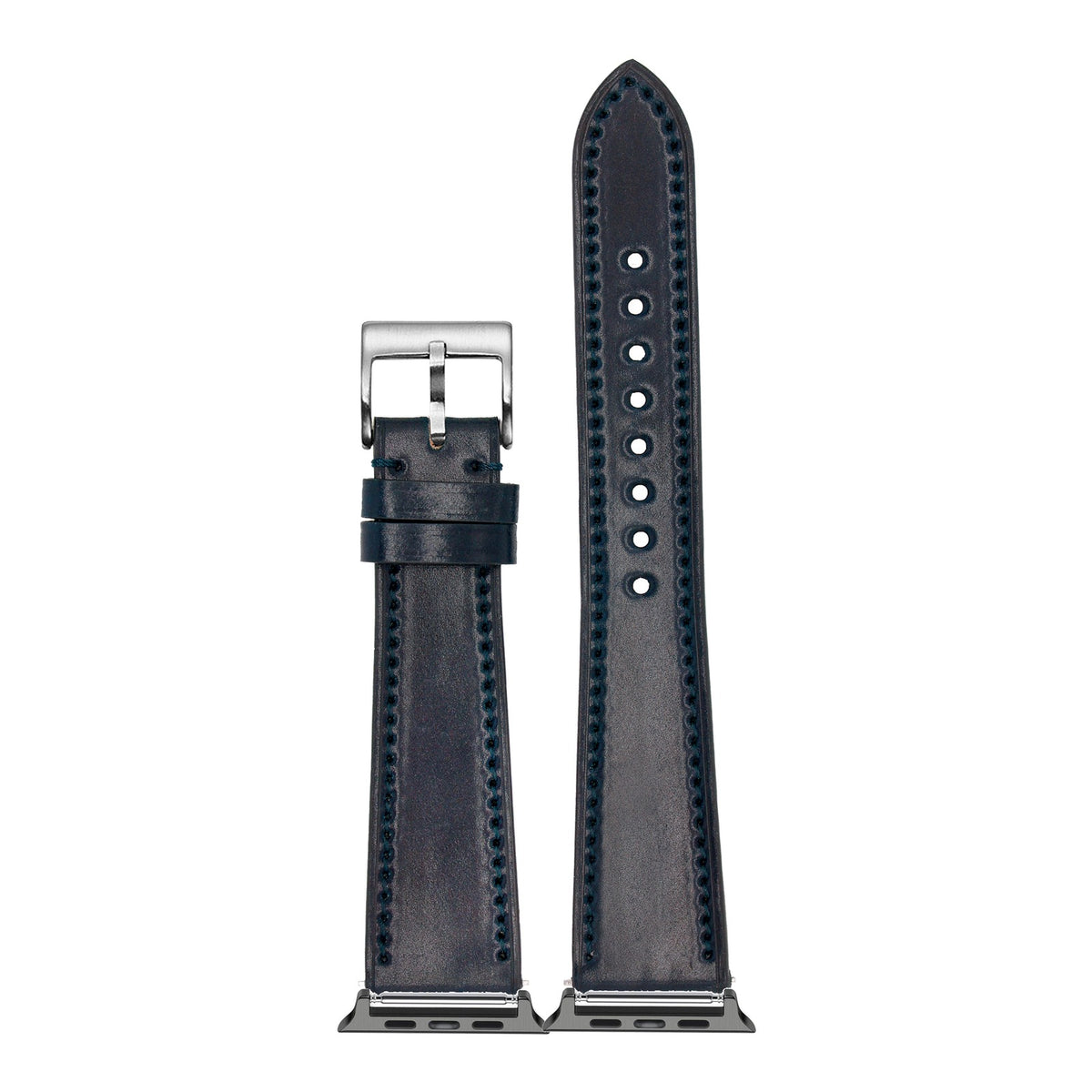 [Apple Watch] Horween Shell Cordovan - Navy Blue with Black Apple Watch connecters