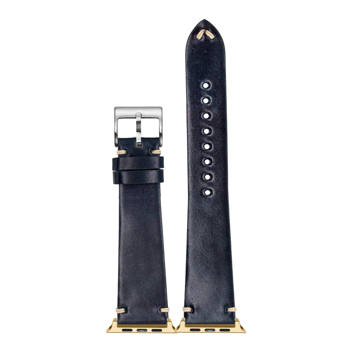 [Apple Watch] Horween Shell Cordovan - Vintage - Navy Blue with Gold Apple Watch connecters