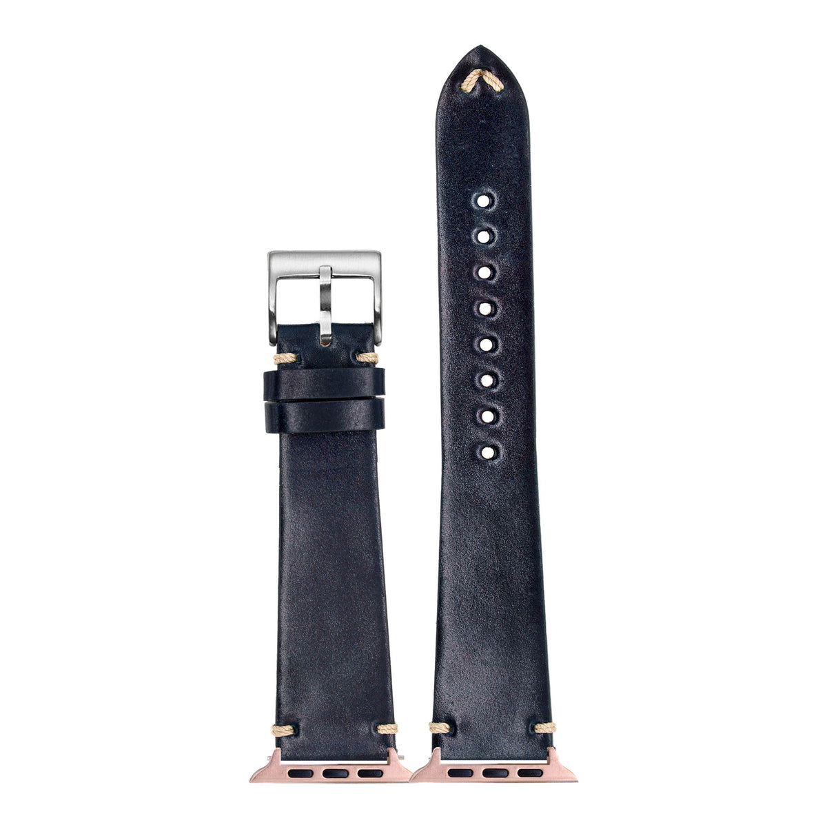 [Apple Watch] Horween Shell Cordovan - Vintage - Navy Blue with Rose Gold Apple Watch connecters