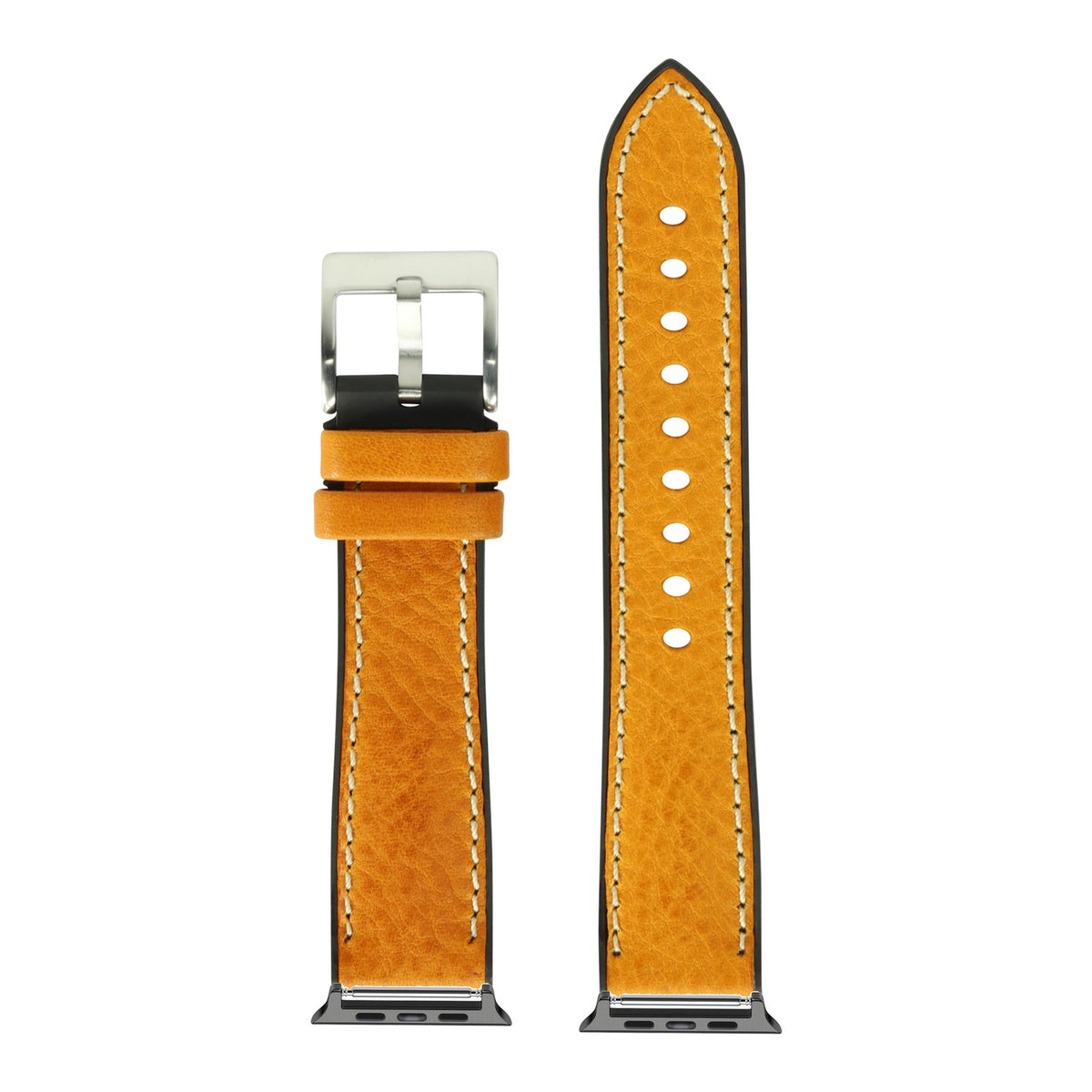 [Apple Watch] Italian Leather & FKM Rubber Hybrid - Tan with Black Apple Watch connecters