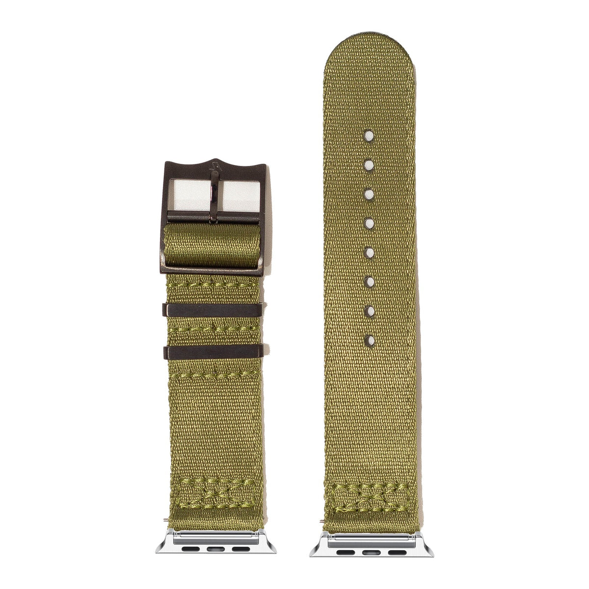 [Apple Watch] Ultra Militex - Army Green [Black Hardware] with Silver Apple Watch connecters