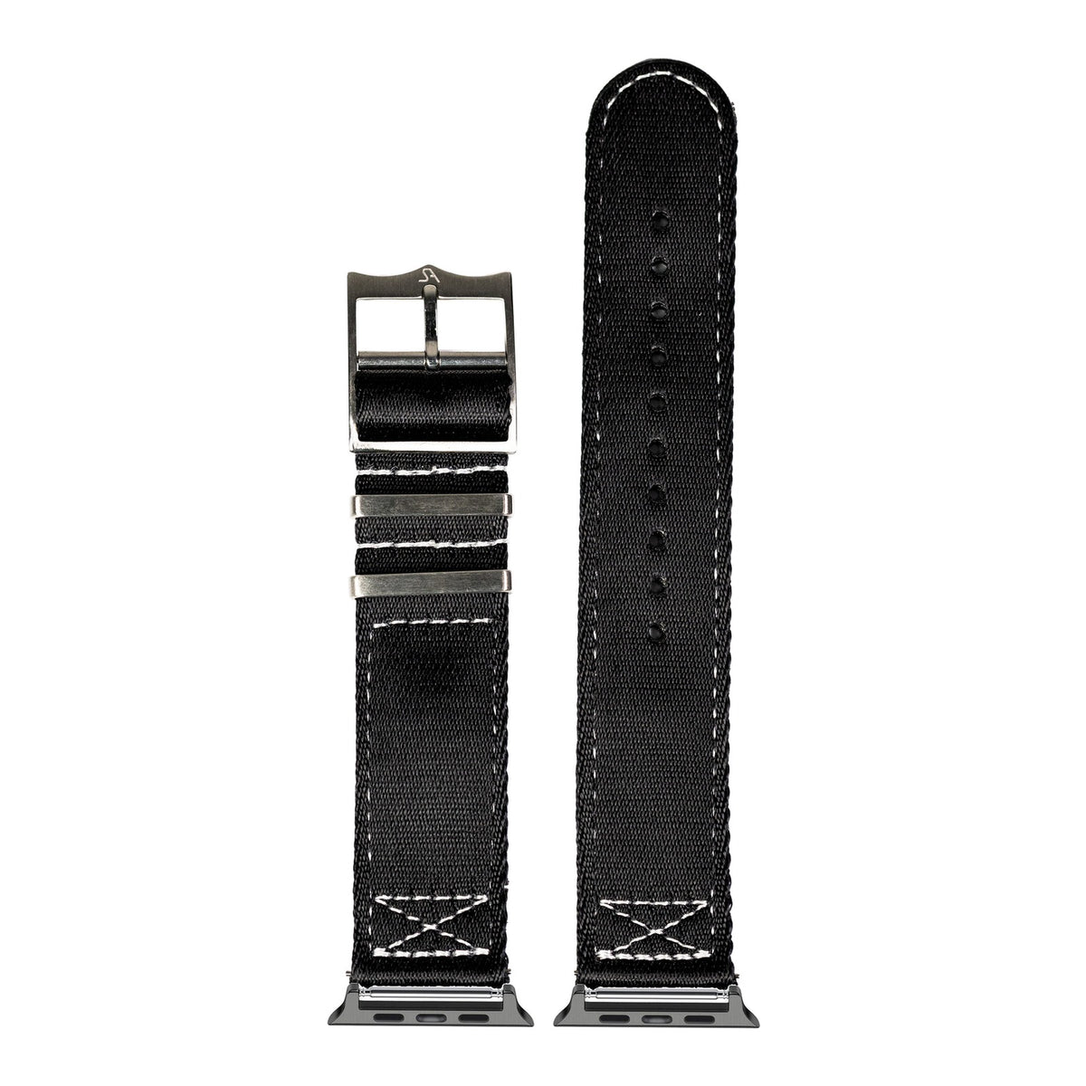 [Apple Watch] Ultra Militex - Black / White Stitching with Black Apple Watch connecters