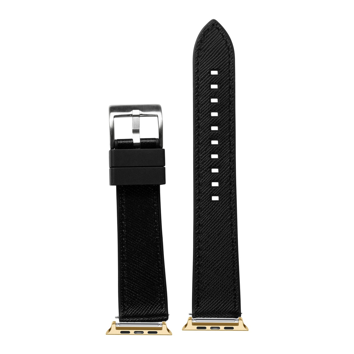 [Apple Watch] Saffiano Leather & FKM Rubber Hybrid with Gold Apple Watch connecters