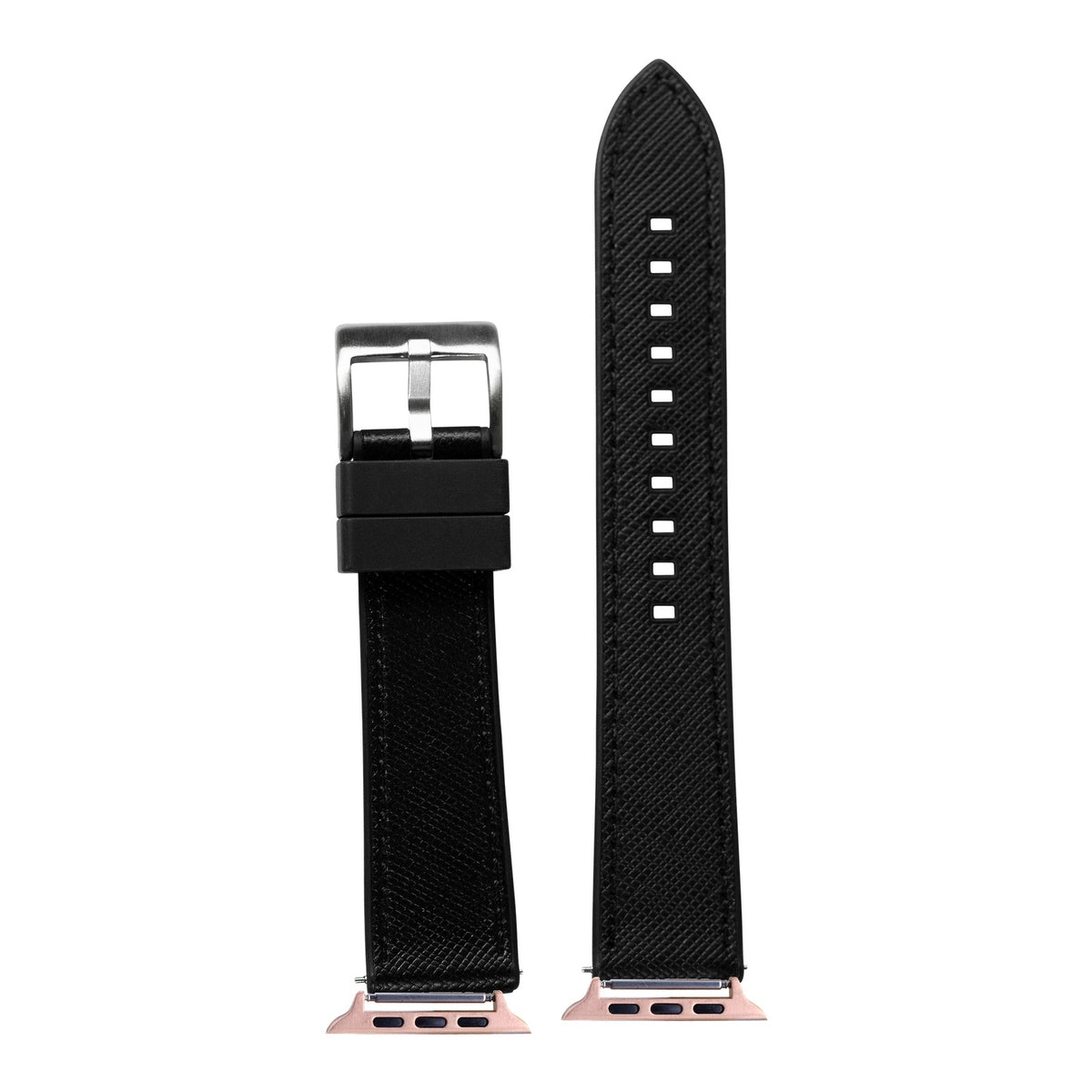 [Apple Watch] Saffiano Leather & FKM Rubber Hybrid with Rose Gold Apple Watch connecters