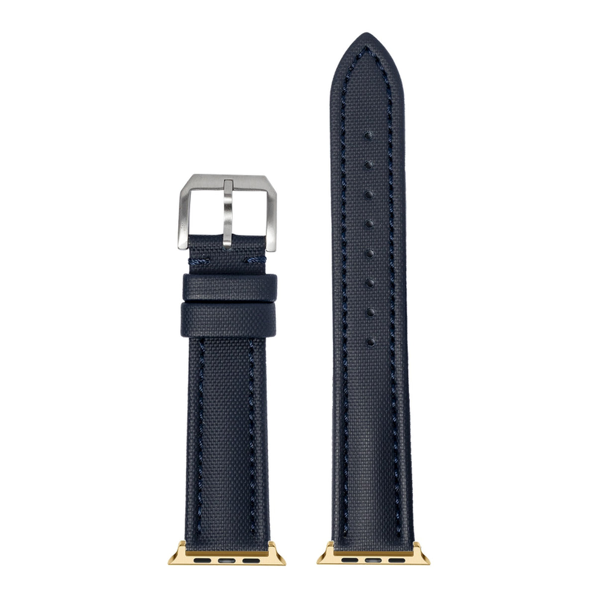 [Apple Watch] King Sailcloth - Navy Blue with Red Stitching with Gold Apple Watch connecters