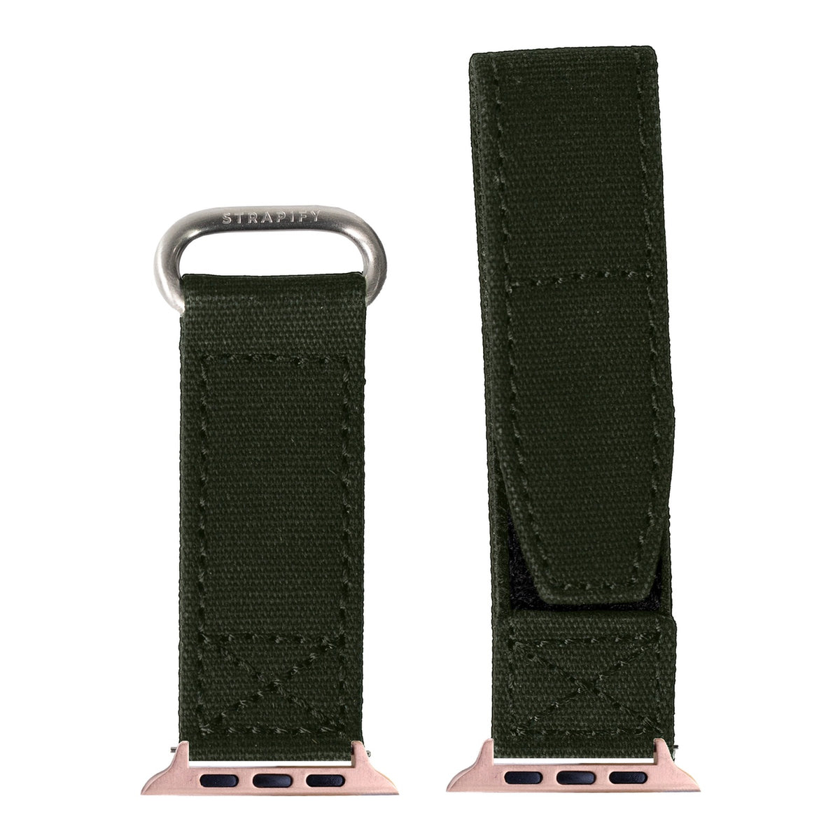 [Apple Watch] Military Velcro - Army Green with Rose Gold Apple Watch connecters