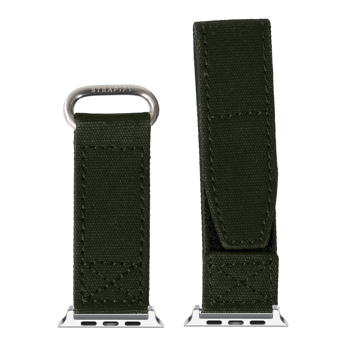[Apple Watch] Military Velcro - Army Green with Silver Apple Watch connecters