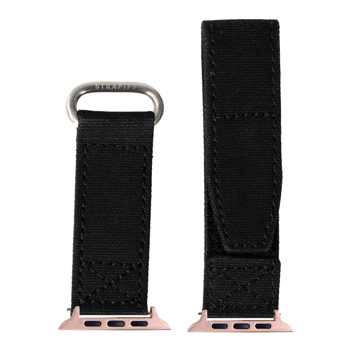 [Apple Watch] Military Velcro - Black with Rose Gold Apple Watch connecters