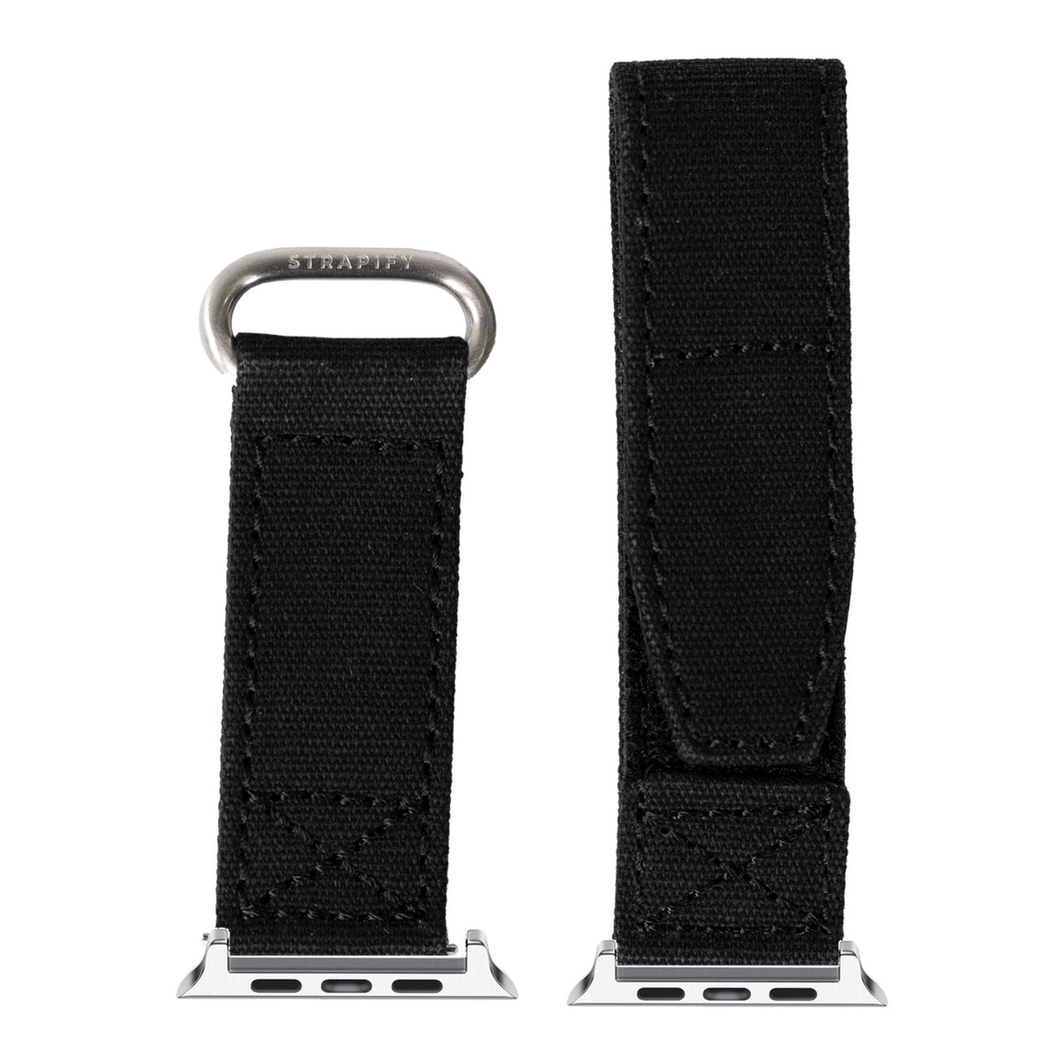 [Apple Watch] Military Velcro - Black with Silver Apple Watch connecters