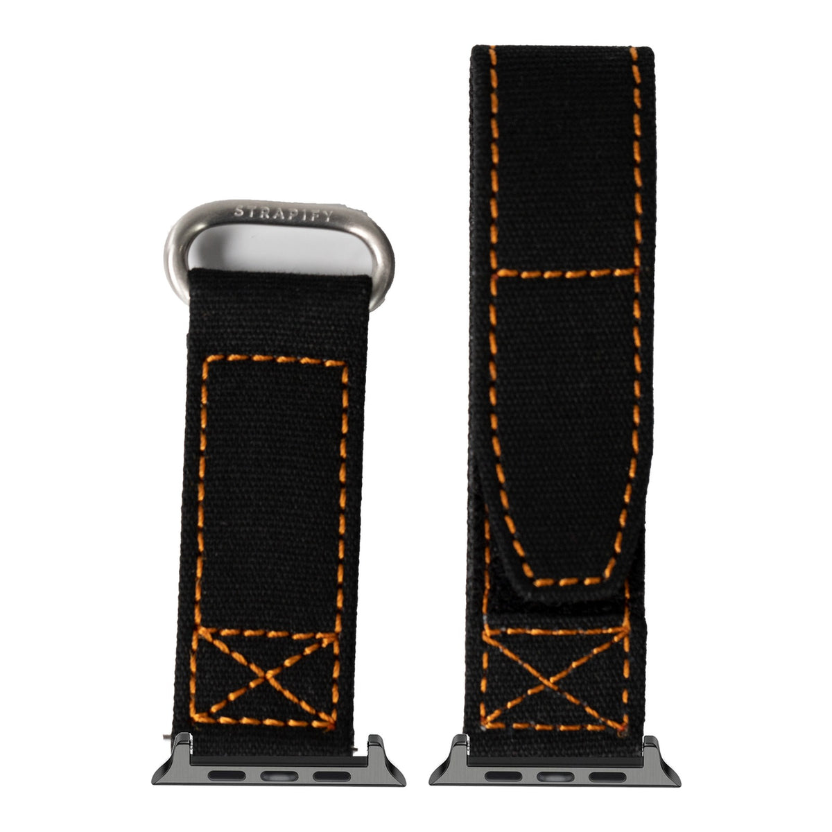 [Apple Watch] Military Velcro - Black/Orange with Black Apple Watch connecters