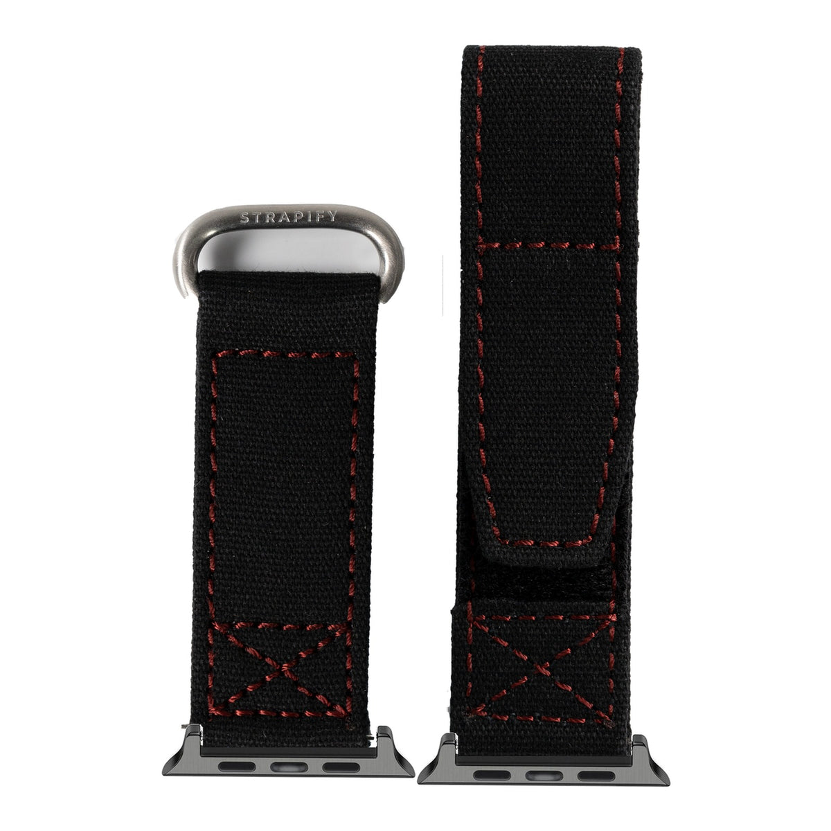 [Apple Watch] Military Velcro - Black/Red with Black Apple Watch connecters