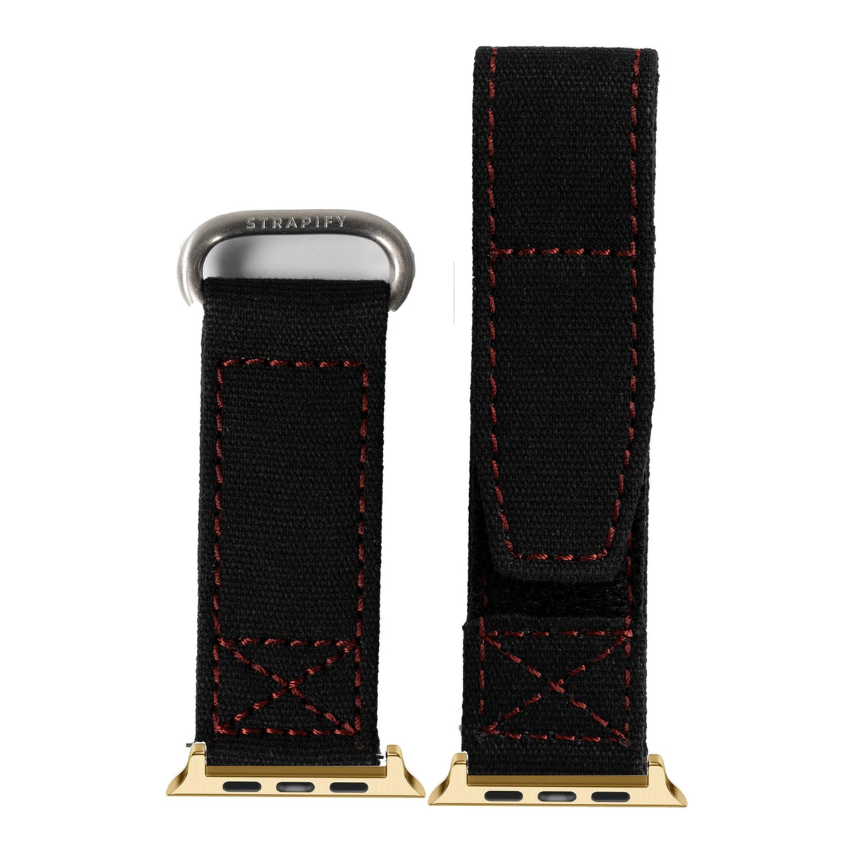[Apple Watch] Military Velcro - Black/Red with Gold Apple Watch connecters