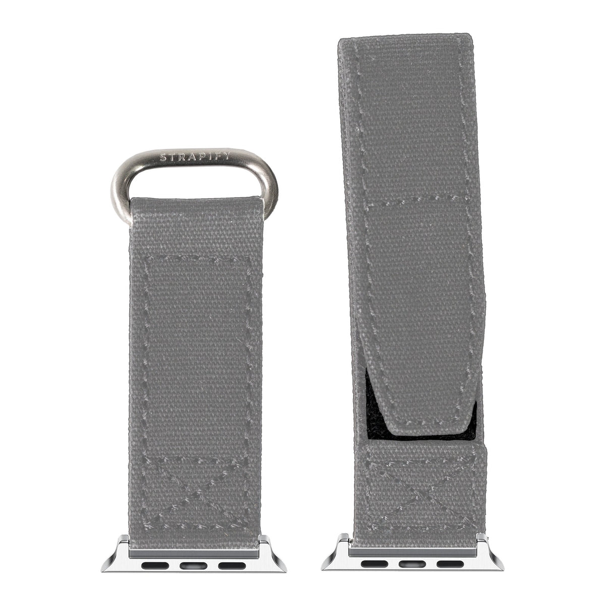 [Apple Watch] Military Velcro - Grey with Silver Apple Watch connecters