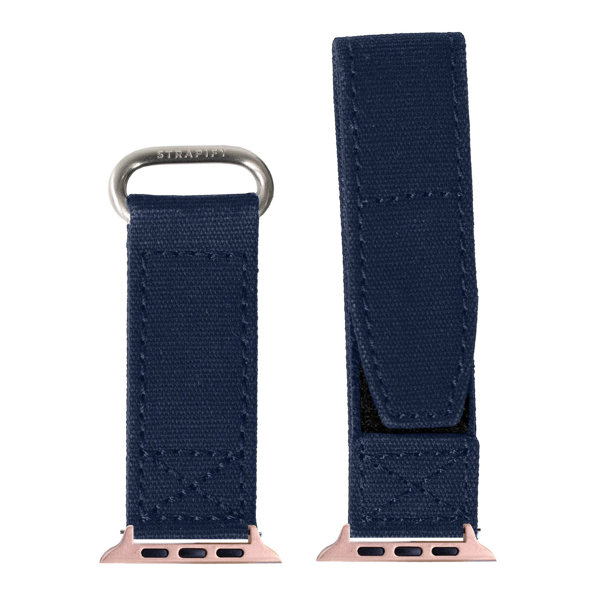 [Apple Watch] Military Velcro - Navy Blue with Rose Gold Apple Watch connecters
