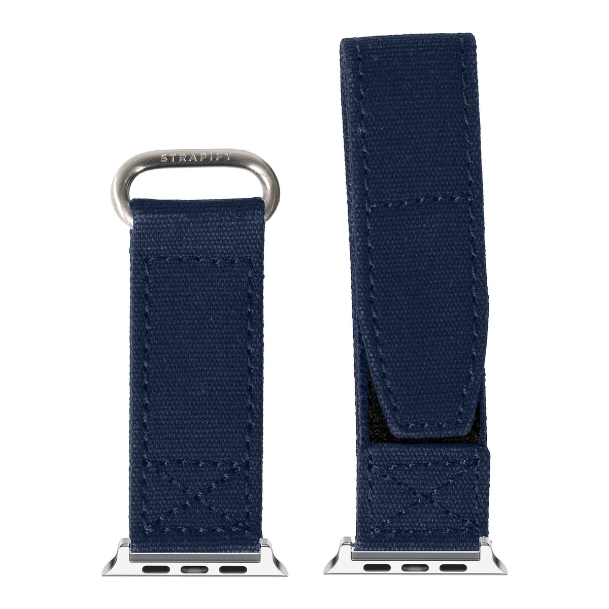 [Apple Watch] Military Velcro - Navy Blue with Silver Apple Watch connecters