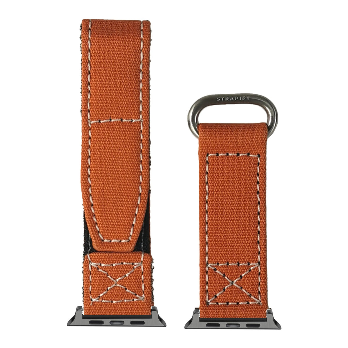 [Apple Watch] Military Velcro - Orange | White Stitching with Black Apple Watch connecters