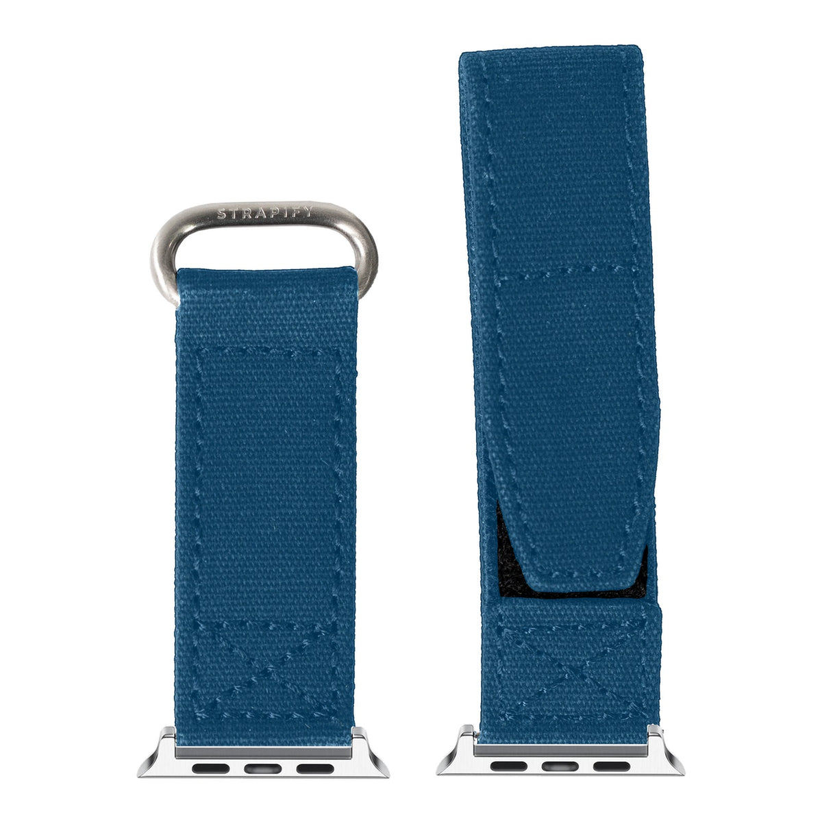[Apple Watch] Military Velcro - Petrol Blue with Silver Apple Watch connecters