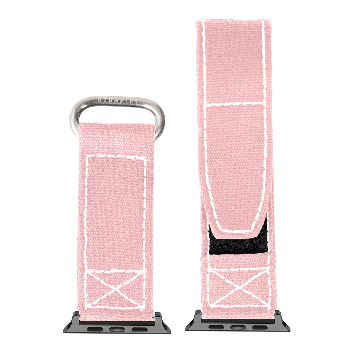 [Apple Watch] Military Velcro - Pink | White Stitching with Black Apple Watch connecters