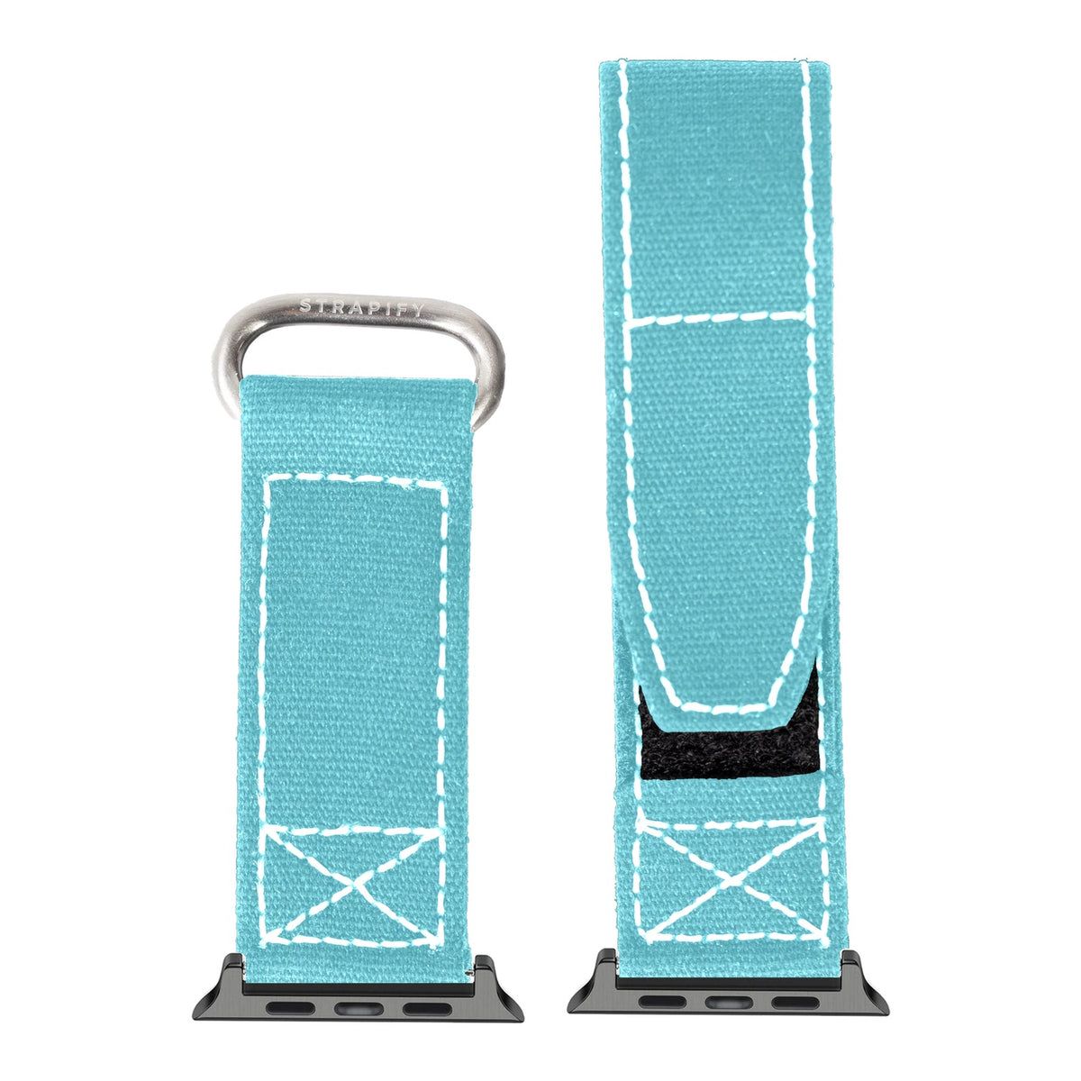 [Apple Watch] Military Velcro - Sky Blue | White Stitching with Black Apple Watch connecters