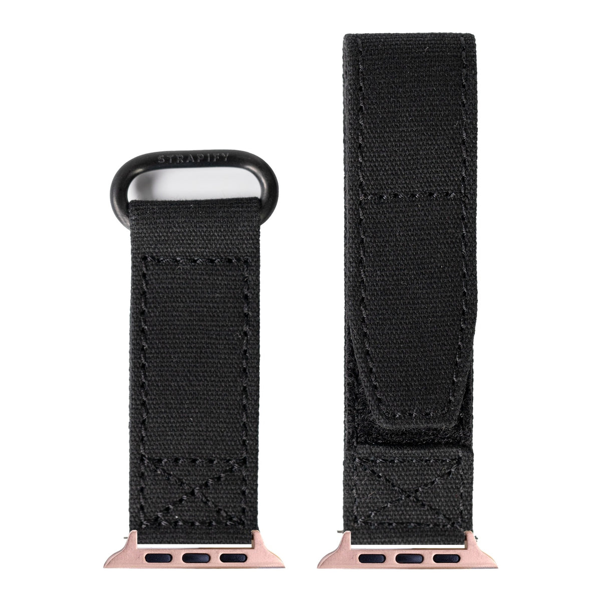 [Apple Watch] Military Velcro - Stealth Black with Rose Gold Apple Watch connecters