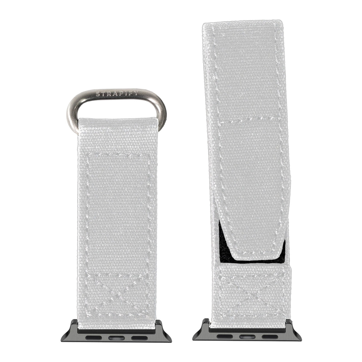 [Apple Watch] Military Velcro - White with Black Apple Watch connecters