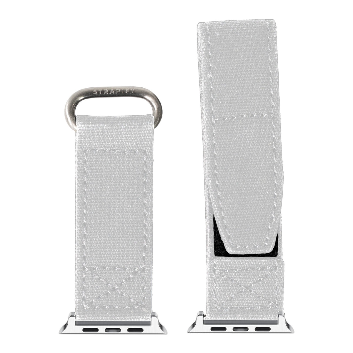 [Apple Watch] Military Velcro - White with Silver Apple Watch connecters