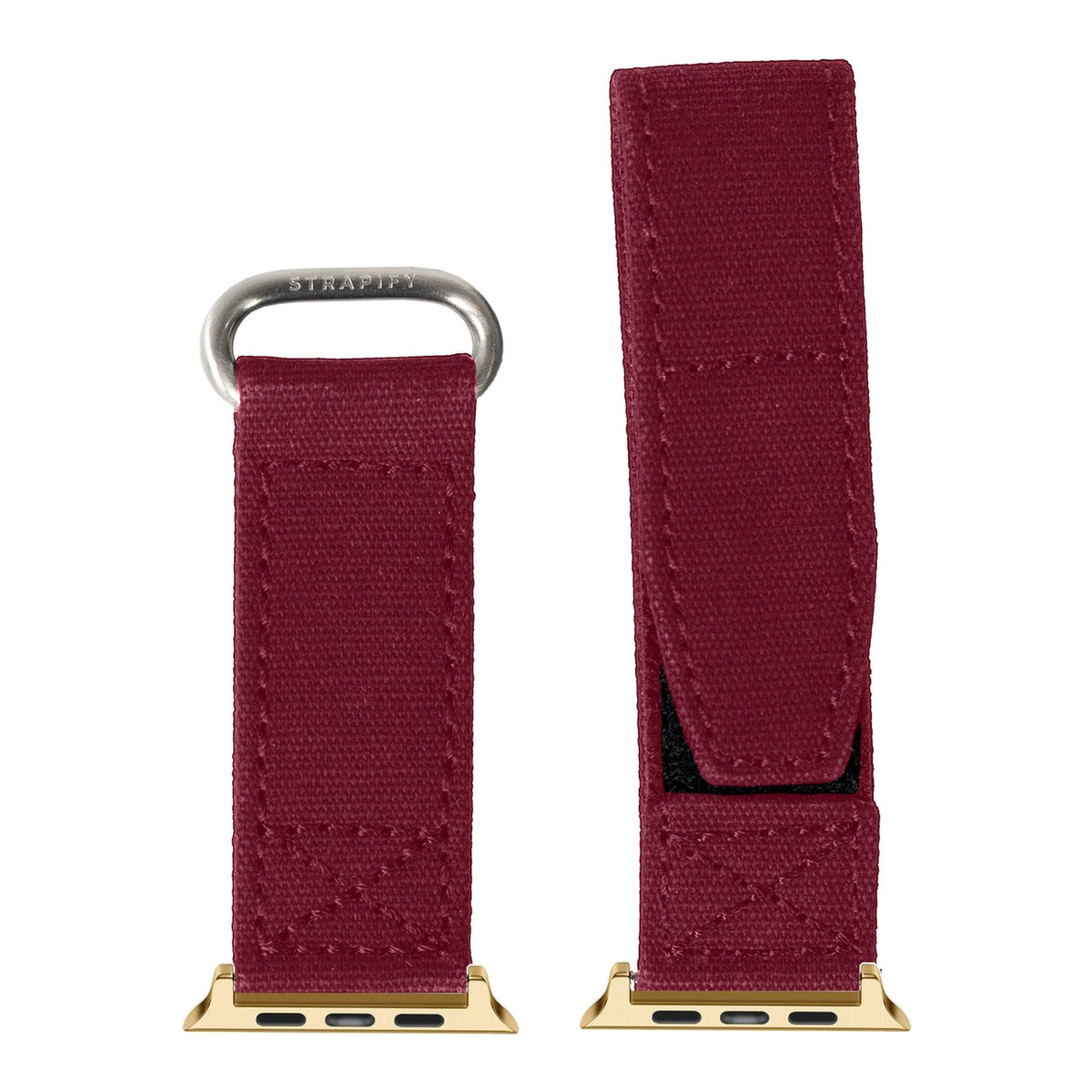 [Apple Watch] Military Velcro - Wine Red with Gold Apple Watch connecters