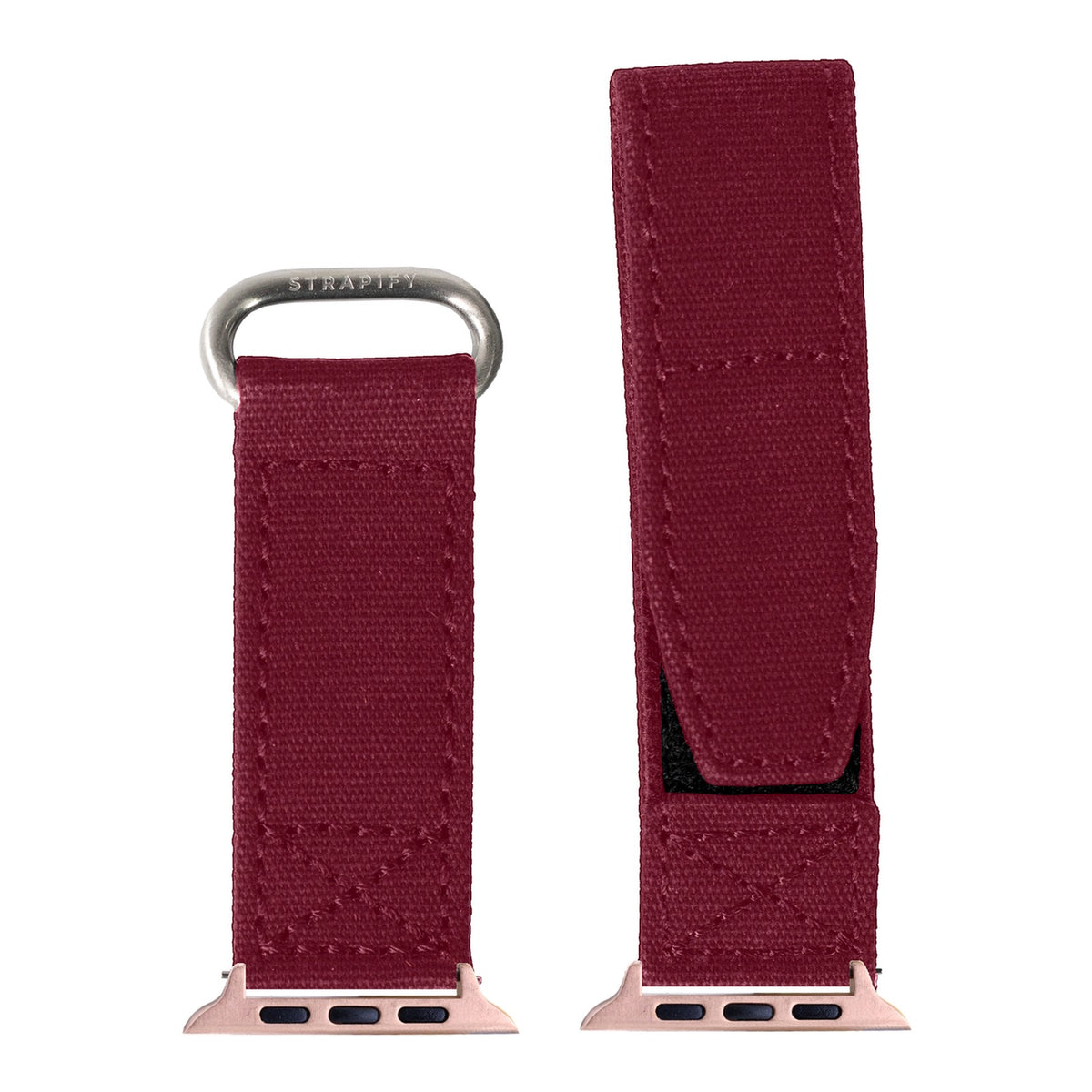 [Apple Watch] Military Velcro - Wine Red with Rose Gold Apple Watch connecters