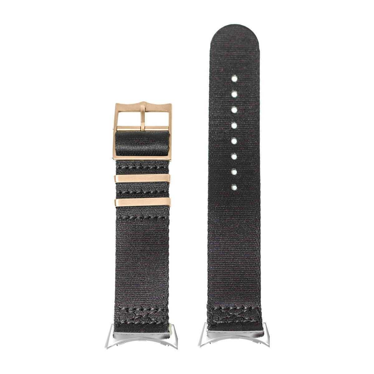 Ultra Militex - Black [Rose Gold Hardware] Silver with Google Pixel Spring Bar Adapters - Wear Any 20mm Strap! for Pixel Watch 1-5 41mm