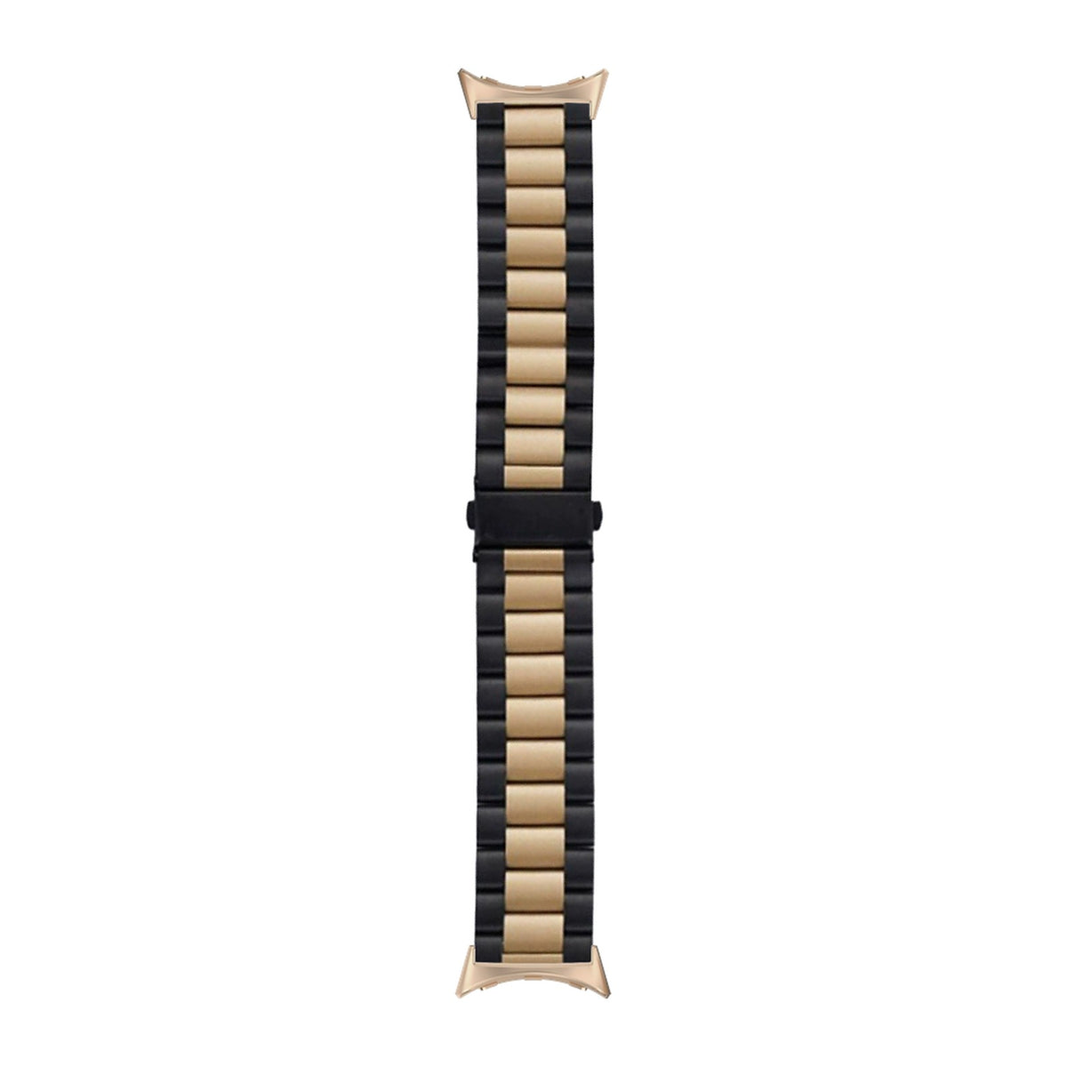 Steel Bracelet Rose Gold with Deployant Clasp - Black/Rose Gold with Google Pixel Spring Bar Adapters - Wear Any 20mm Strap! for Pixel Watch 3-5 45mm
