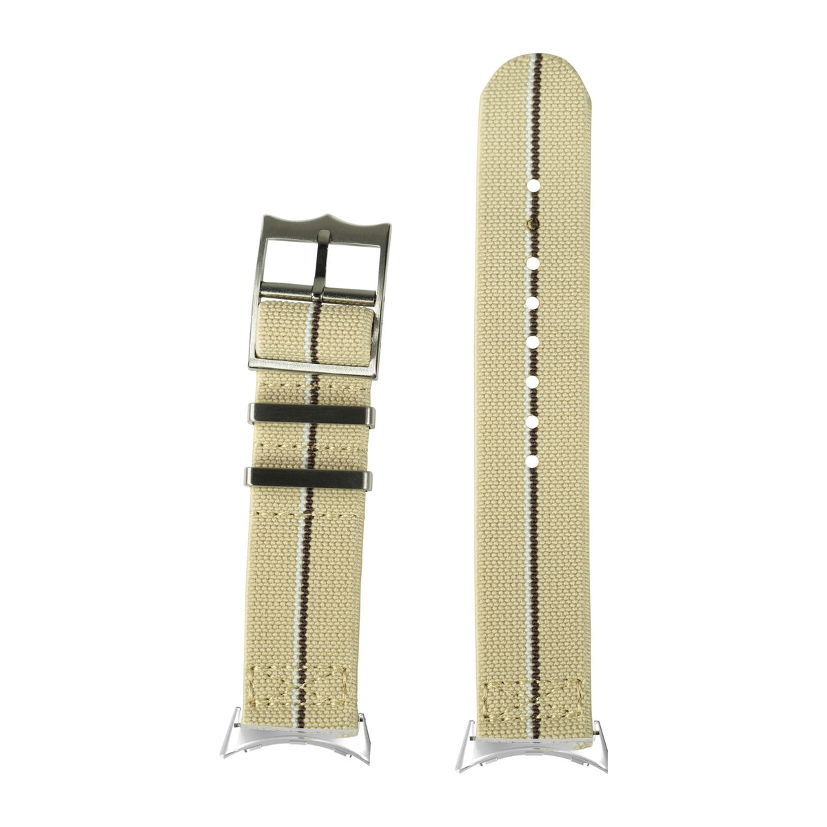 ElastoFlex - Desert Sand/Brown/White Silver with Google Pixel Spring Bar Adapters - Wear Any 20mm Strap! for Pixel Watch 3-5 45mm