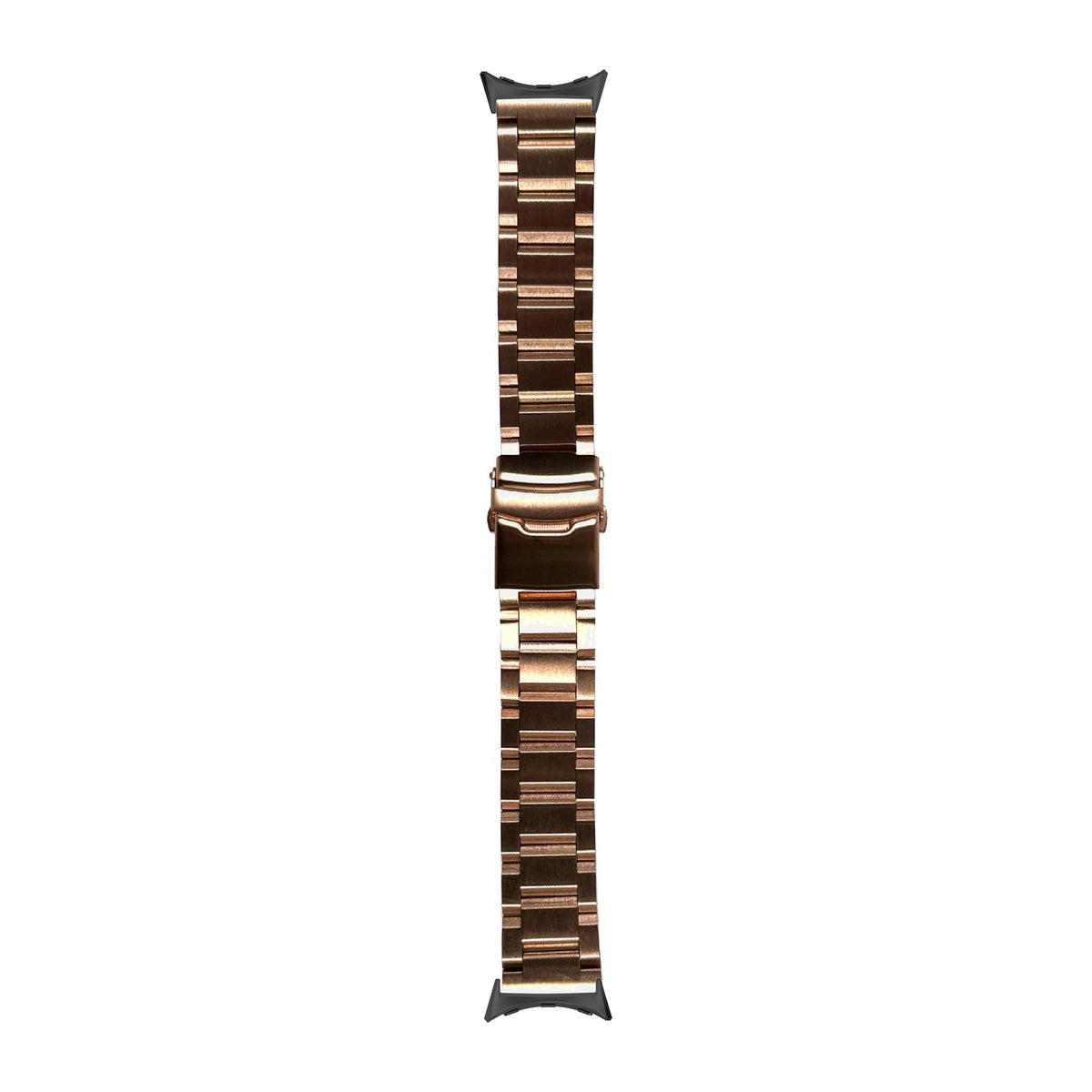 Steel Bracelet - Hex Link Rose Gold Black with Safety Deployant Clasp with Google Pixel Spring Bar Adapters - Wear Any 20mm Strap! for Pixel Watch 3-5 45mm